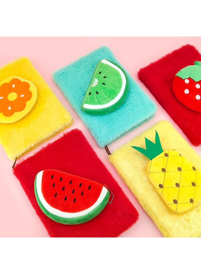 Bluejw Cross-border Fruit Plush Notebook Children's Hand Ledger Pineapple Strawberry Orange Kiwi Diary Notepad - Image 4