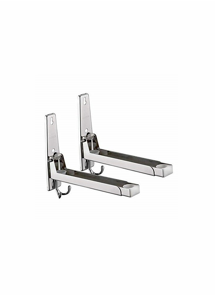 KASTWAVE - 304 Stainless Steel Microwave Oven Wall Mount Stand Holder Shelf Rack with Removable Hook - Image 1
