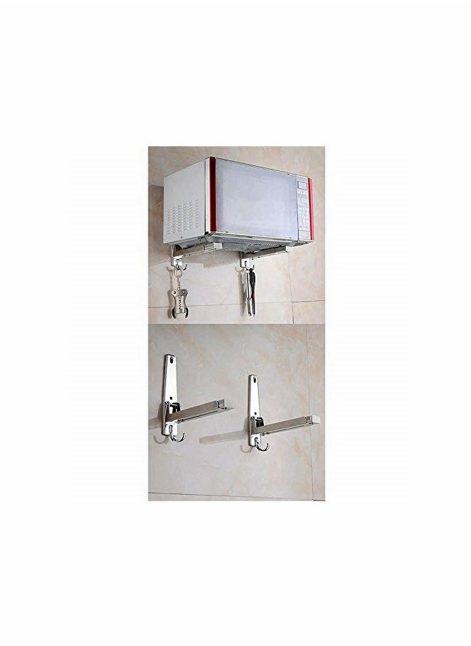 KASTWAVE - 304 Stainless Steel Microwave Oven Wall Mount Stand Holder Shelf Rack with Removable Hook - Image 1