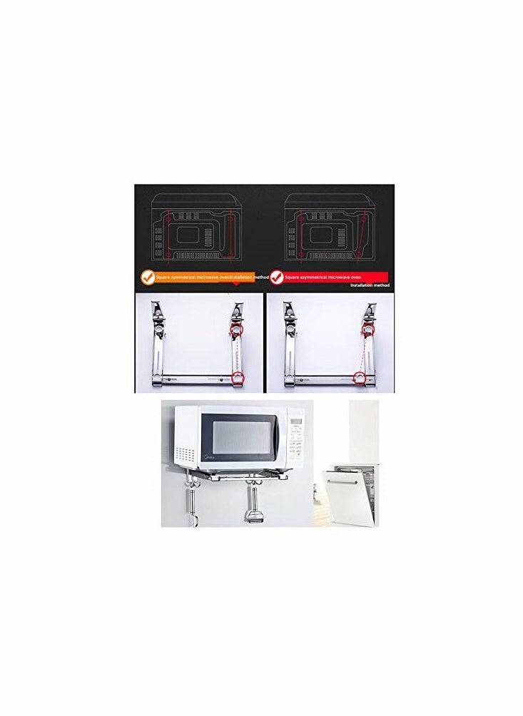 KASTWAVE - 304 Stainless Steel Microwave Oven Wall Mount Stand Holder Shelf Rack with Removable Hook - Image 1