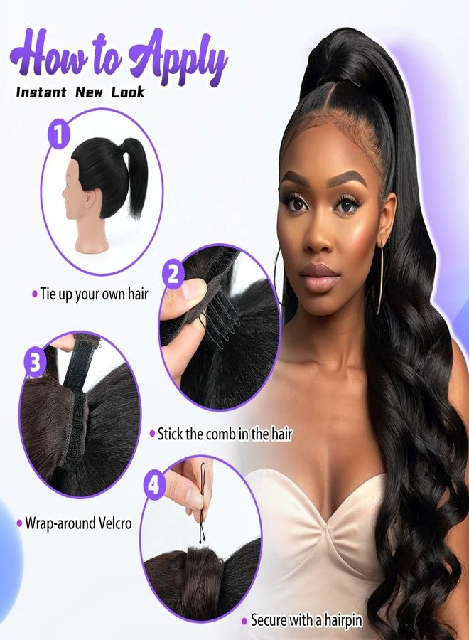 Winsky 16 Inch Human Hair Ponytail 80g Long Wrap Around Ponytail Dark Brown Real Hair Ponytail Extension for Women(16inch,Dark Brown) - Image 5