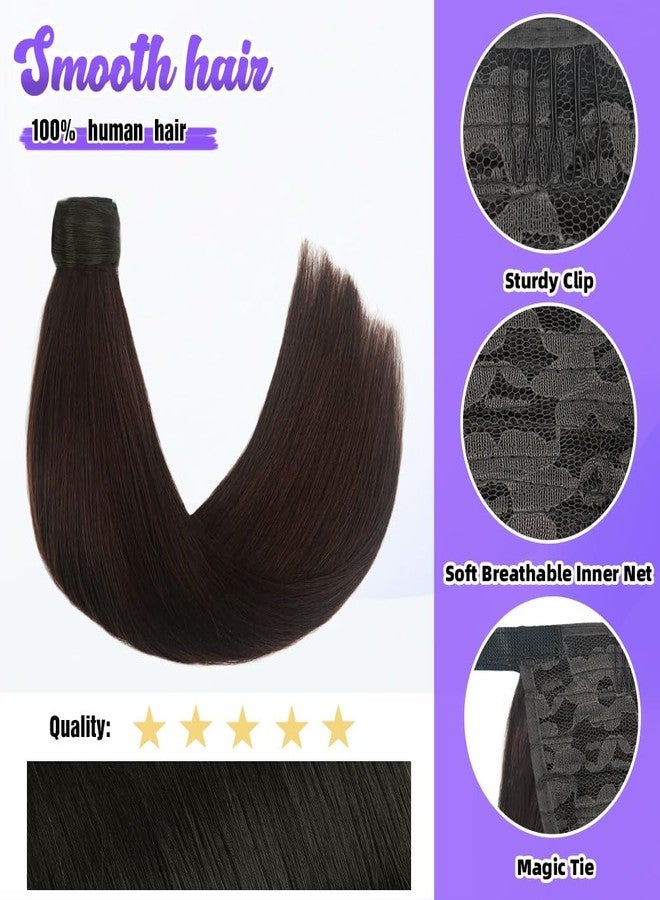 Winsky 16 Inch Human Hair Ponytail 80g Long Wrap Around Ponytail Dark Brown Real Hair Ponytail Extension for Women(16inch,Dark Brown) - Image 3