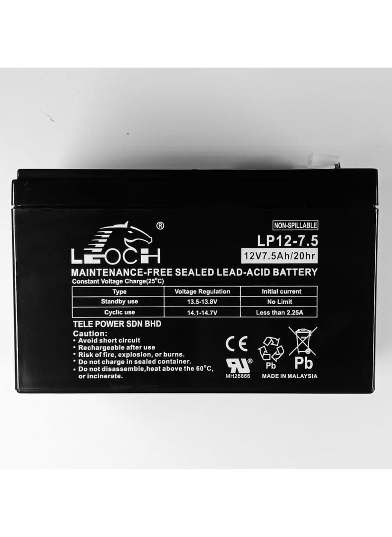 ماركة غير محددة بطارية LEOCH 12 فولت 7.5 امبير  - Image 1