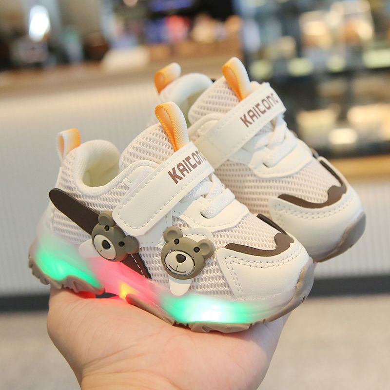 Spring and Autumn 0-1-3 Years Old sneaker Men's and Women's Breathable Mesh Shoes Toddler Infant Soft Bottom Non-slip Lighting - Image 1