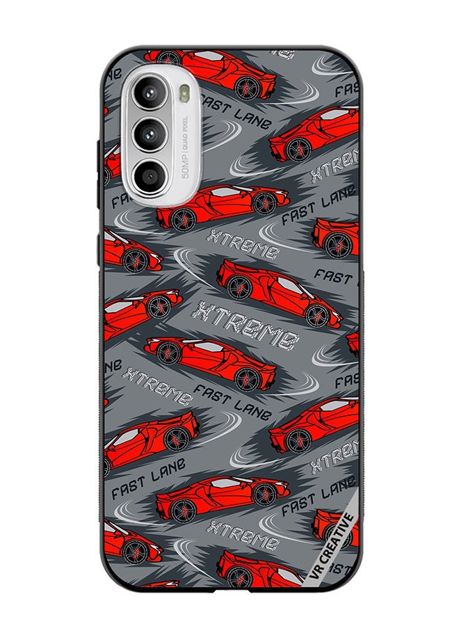 VR CREATIVE Protective Case Cover For Motorola Moto G82 Abstract Seamless Pattern With Sport Cars Design Multicolour - Image 1