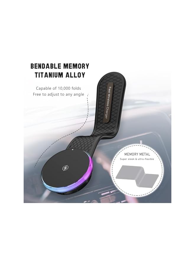 Green Tiger for Mag-safe Car Mount Charger 15W, Magnetic Car Phone Holder, Fast Charging, Compatible for iPhone 15, 14, 13, 12 Pro Plus Max, Bendable Memory Titanium Alloy for Dashboard, Windshield, Touchscreen - Image 3