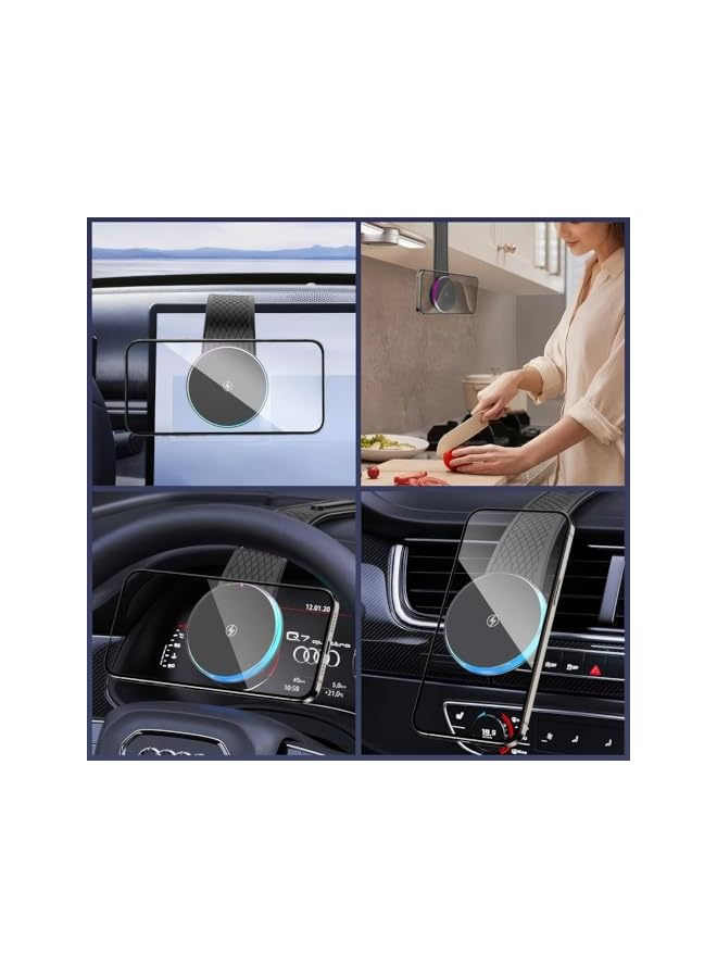 Green Tiger for Mag-safe Car Mount Charger 15W, Magnetic Car Phone Holder, Fast Charging, Compatible for iPhone 15, 14, 13, 12 Pro Plus Max, Bendable Memory Titanium Alloy for Dashboard, Windshield, Touchscreen - Image 2