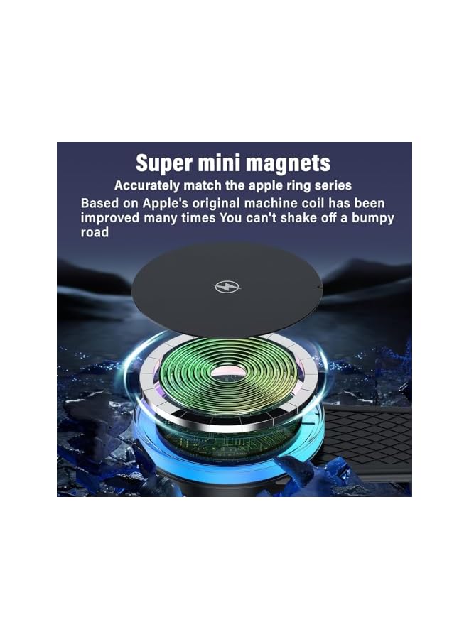 Green Tiger for Mag-safe Car Mount Charger 15W, Magnetic Car Phone Holder, Fast Charging, Compatible for iPhone 15, 14, 13, 12 Pro Plus Max, Bendable Memory Titanium Alloy for Dashboard, Windshield, Touchscreen - Image 5