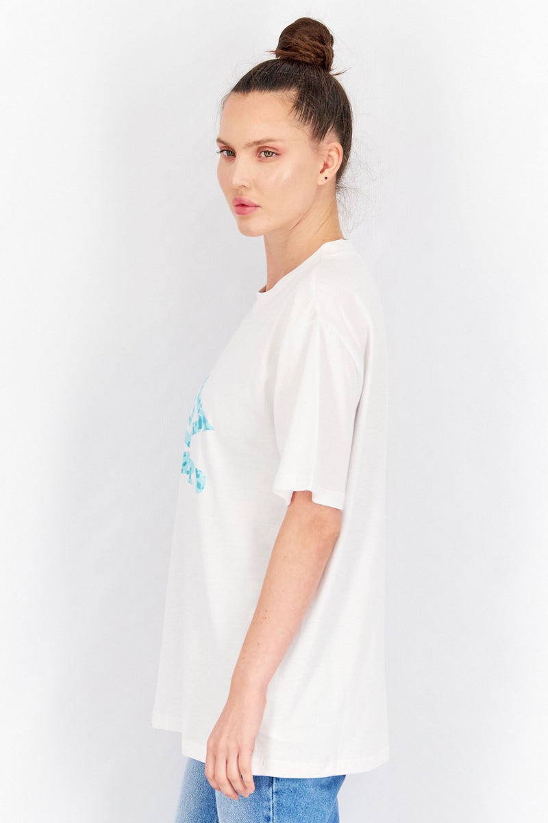 umbro Women Sportswear Fit Brand Logo Boyfriend Tee, White - Image 2