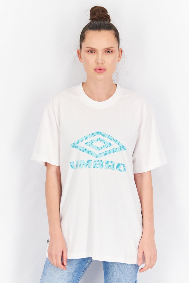 umbro Women Sportswear Fit Brand Logo Boyfriend Tee, White - Image 1