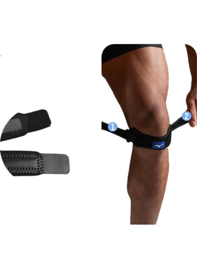Mizuno دعامة الركبة من ميزونو لدعم الركبة أثناء الجري، دعم رياضي قابل للتنفس للرجال، حزام ضغط لكرة السلة، معدات لياقة بدنية 029 أسود قطعة واحدة - Image 1