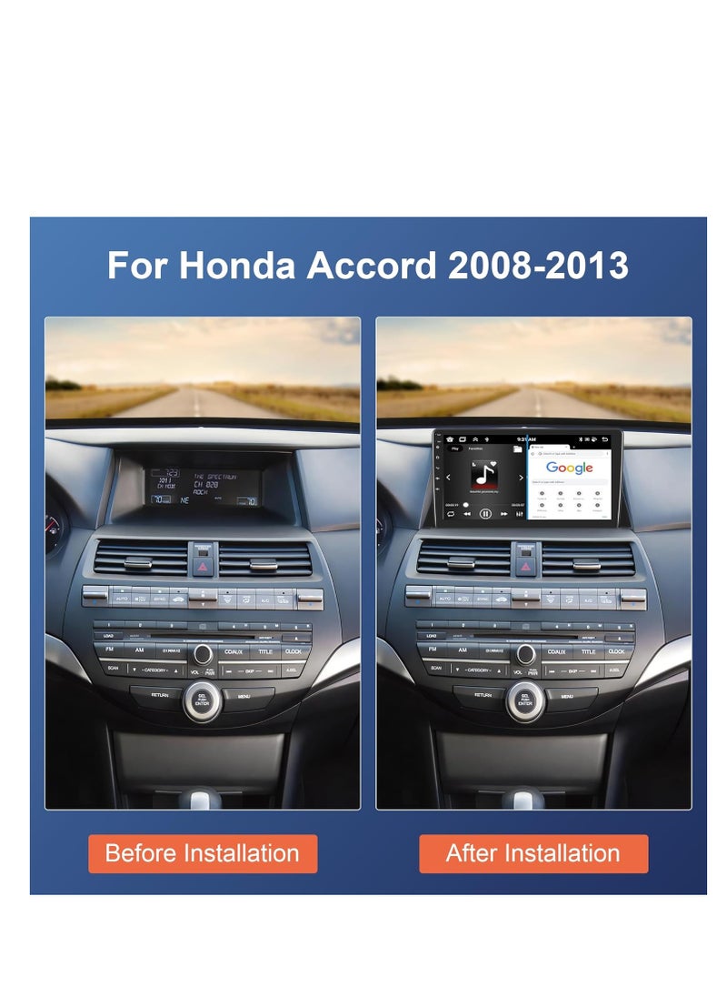 4G 64G 8 Core Android Car Stereo for Honda Accord 8th 2008-2013,Wireless Carplay Android Auto Car Radio,10.1’’ IPS Touch Screen Head Unit WiFi GPS Navigation Mirror Link RDS FM Bluetooth Rear Camera