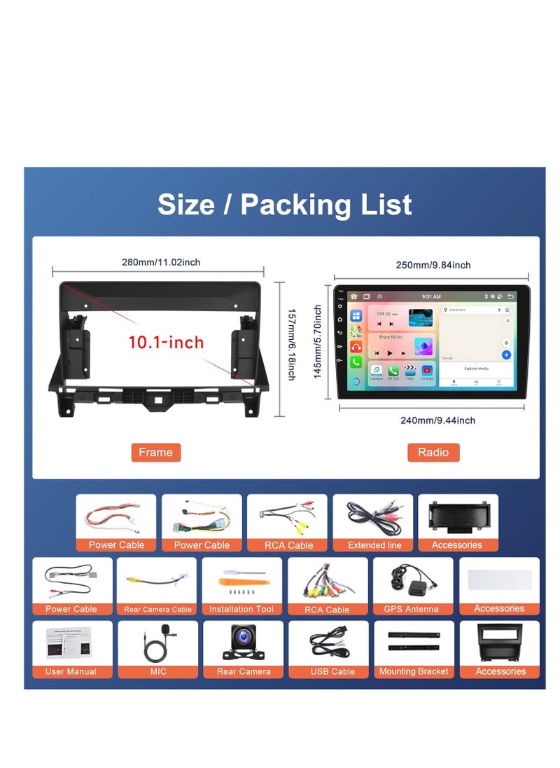 4G 64G 8 Core Android Car Stereo for Honda Accord 8th 2008-2013,Wireless Carplay Android Auto Car Radio,10.1’’ IPS Touch Screen Head Unit WiFi GPS Navigation Mirror Link RDS FM Bluetooth Rear Camera