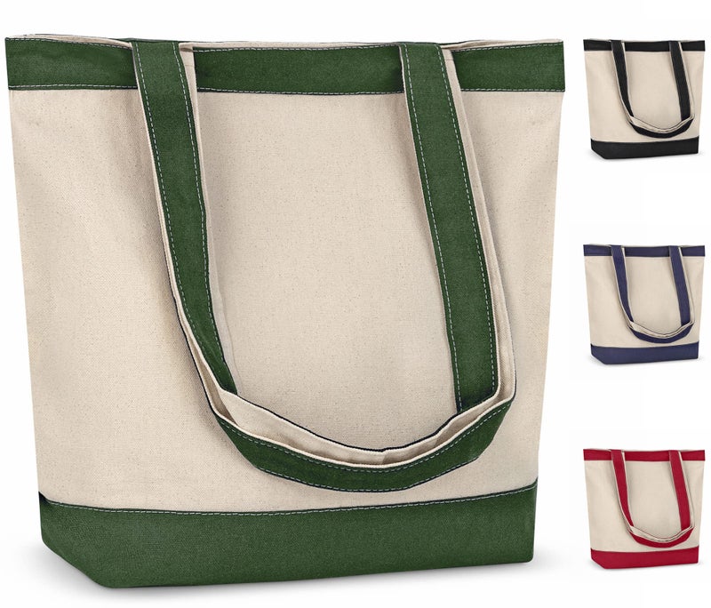 CUSTOMIZE123 Canvas Tote Bag with Handles for Woman Reusable Cloth Bag for Groceries and Shopping  Blank Cotton Tote Bag Suitable for DIY Projects  HEAVY DUTY  16 X 145 With 4 Gusset Green