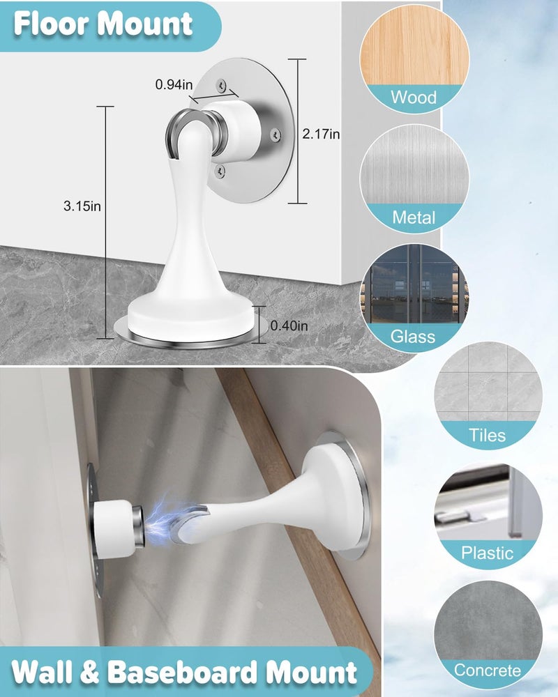 HELEMAN Magnetic Door Stoppers Door Catch - 1 Pack Stainless Steel Heavy Duty Door Stops for Bottom of Door, Wall & Floor Mounting No-Drill Strong Adhesive & Screws, Strong Door Holder to Keep Door Open - Image 3