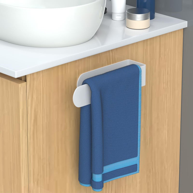 HUFEEOH Adhesive Hand Towel Holder  Kitchen Towel Holder Towel Bars Wall Mounted  Stainless Steel Bath Towel Holder for Bathroom Hotel Kitchen (8 inch  White) - Image 3
