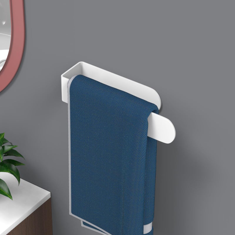 HUFEEOH Adhesive Hand Towel Holder  Kitchen Towel Holder Towel Bars Wall Mounted  Stainless Steel Bath Towel Holder for Bathroom Hotel Kitchen (8 inch  White) - Image 2