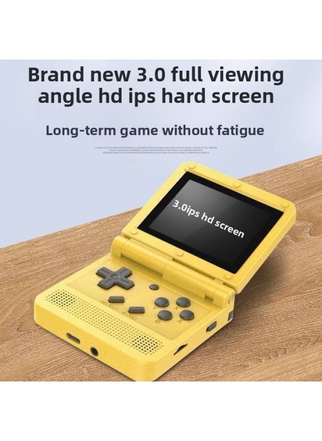Generic - V90 Game Console Classic Retro Nostalgic Mini Handheld Flip Folding PSP Handheld 64 Bit Open Source Handheld-Product Color:Standard Version [english Version]-Model:Yellow (English Version) 〕 - Image 1