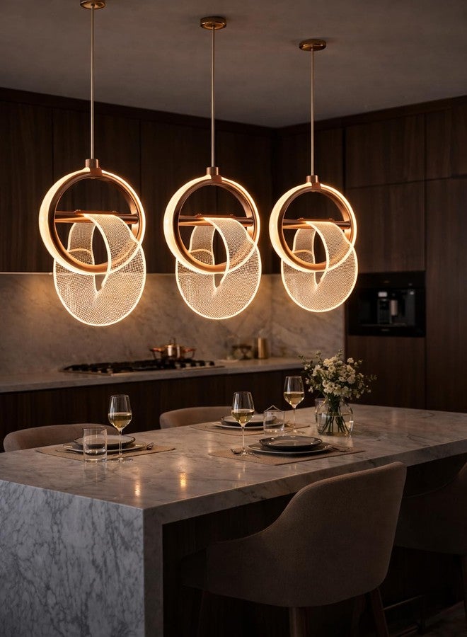 FILLISKA® 3 in1 Colour Changing LED Luxurious Hanging/Pendant Light (FrenchGold-MX8111) - Image 2