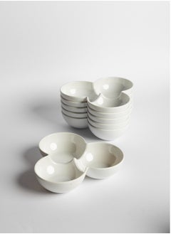 Master Gold Melamine Divided Plate with 3 Sections 18cm White | Divided Plate Ideal for Serving Nuts, Desserts & Sauces Ideal for Restaurants & Homes | Easy to Store, Shatterproof, Dishwasher Safe (6)  - Image 1