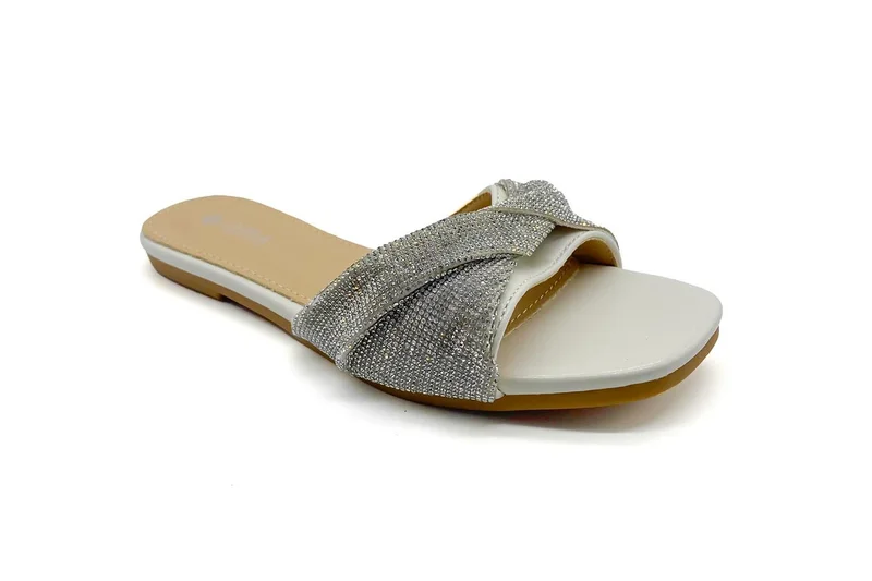 Cuple Girls embellished netted slide sandals