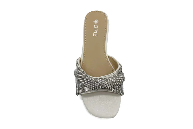Cuple Girls embellished netted slide sandals