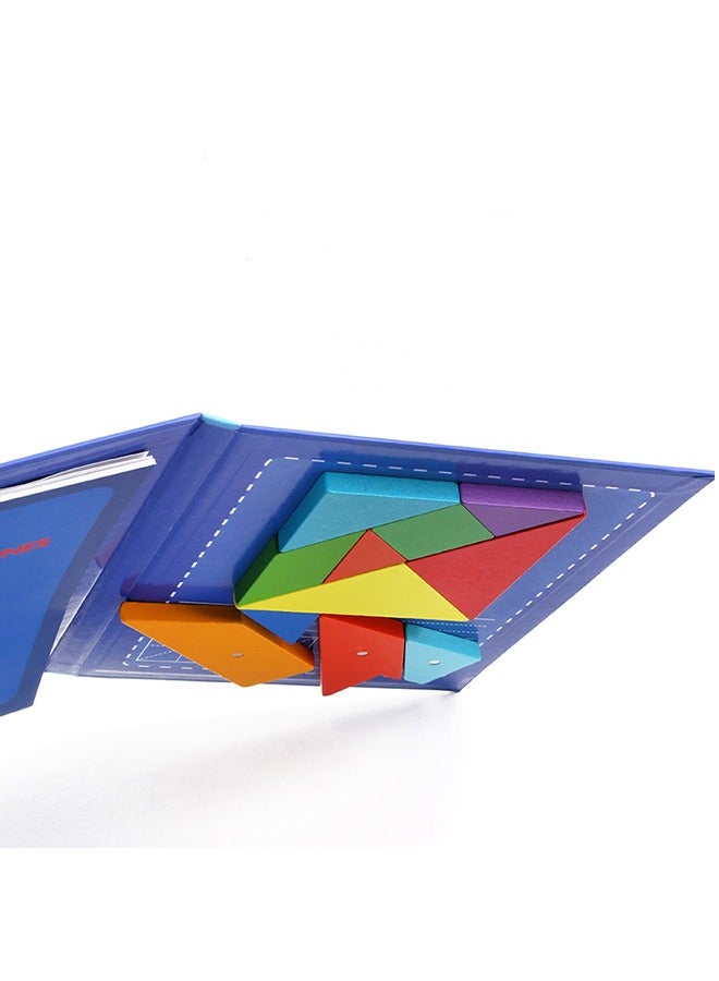 Baybee Magnetic Wooden Tangram Puzzle Book Game for Kids, Educational and Early Development Tangram, Magnetic Block Book with 3D Puzzle Game STEM Education - Image 3