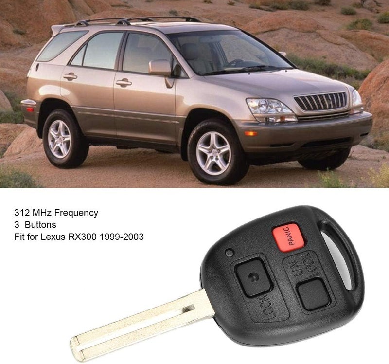 3 مفتاح عن بعد بأزرار، مزود بشريحة سيراميكية من نوع 4C، مناسب لطراز RX300 (السنوات 1999–2003)، يحل محل المفتاح الأصلي N14TMTX. يتميز بتردد 312 ميغاهرتز، مصنوع من مادة ABS متينة، ويتميز بتصميم أنيق. - Image 3