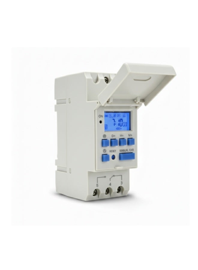 هيتكس مفتاح وقت قابل للبرمجة - مؤقت رقمي Din Rail | 28 إعداد تشغيل/إيقاف، برامج يومية وأسبوعية، شاشة LCD، جهد 220-240 فولت تيار متردد، سعة تلامس 16 أمبير - Image 1