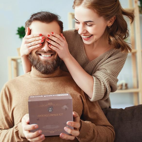 Smlpuame طقم مدخن الكوكتيل، طقم مدخن قديم لطعم بوربون ويسكي، طقم مدخن مع 4 نكهات من رقائق الخشب، هدايا عيد الميلاد لزوج، رجال، آباء - Image 5
