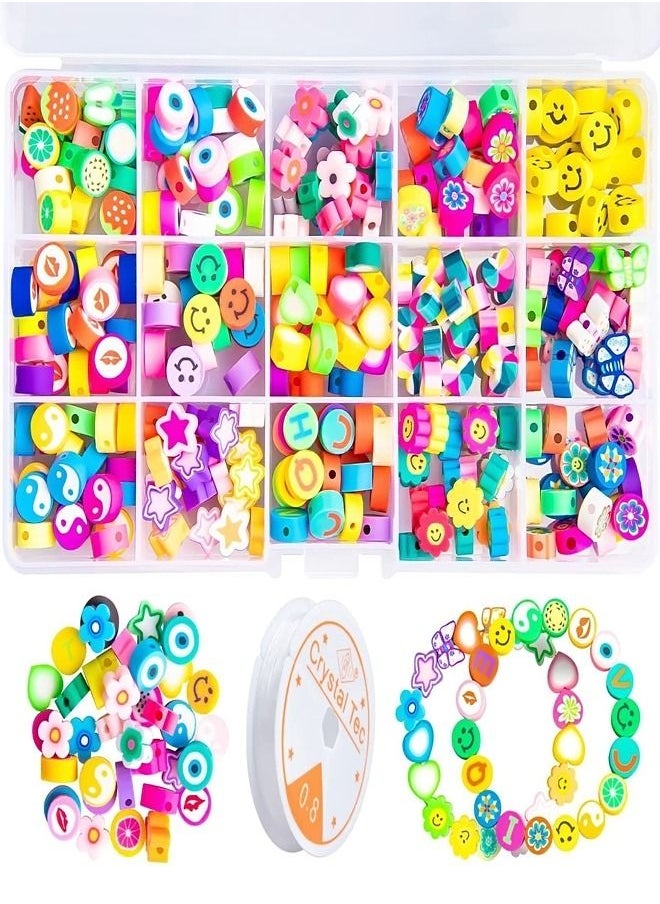 fashionhome 300 Clay Beads for Bracelet Making Kit Mix Polymer Acrylic Jewelry Making Beads Kit Sets for Bracelet Necklace Earring Handmade Household Crafts 17x10x2.2 cm  - Image 3
