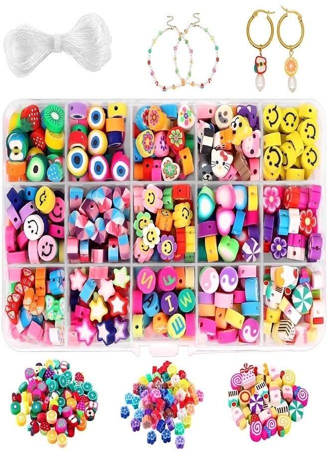 fashionhome 300 Clay Beads for Bracelet Making Kit Mix Polymer Acrylic Jewelry Making Beads Kit Sets for Bracelet Necklace Earring Handmade Household Crafts 17x10x2.2 cm  - Image 1
