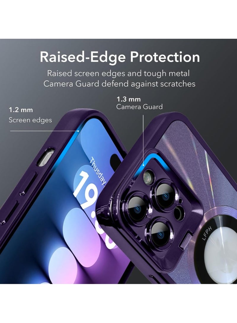 Excefore For iPhone 15 Pro Max Case with Camera Stand, [Compatible with MagSafe] [Built-in Camera Ring Stand], Military-Grade Protection, Magnetic Case for 15 Pro Max 6.7" 2023, Purple - Image 5