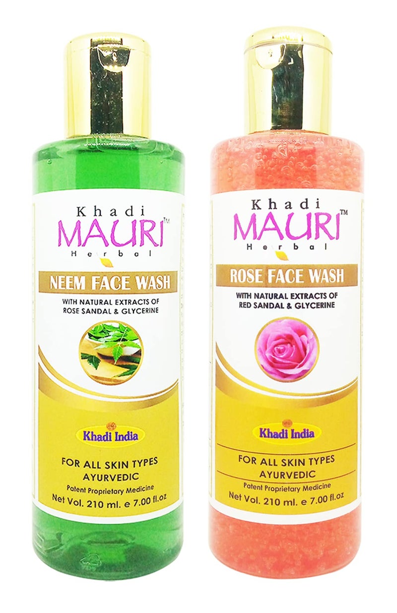 Khadi Mauri Neem & Rose face wash - Pack of 2 (420ml) - Image 1