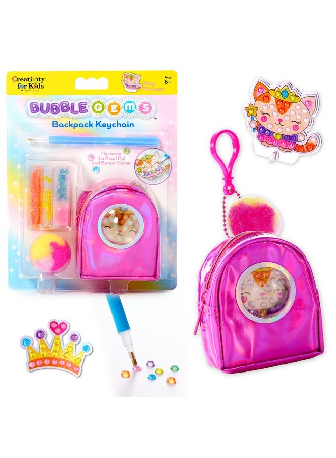 Creativity for Kids Bubble Gems Backpack Keychain: Kitty Princess, Diamond Painting Kits for Kids, Arts and Crafts for Kids, Craft Kits and Princess Toys for Girls, Crafts for Girls 6-8+ - Image 1