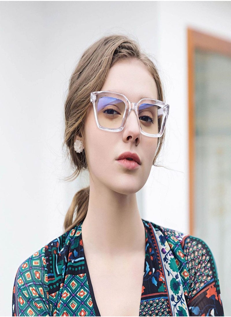 Generic - Classic Non-prescription Clear Lens Eyeglasses for Women Men, 2Pcs Fashion Vintage Square Thick Frame Fake Eyeglasses, Anti-Blue Light Full Frame Retro Fashion Simple Frame Glasses for Travel Holiday - Image 1