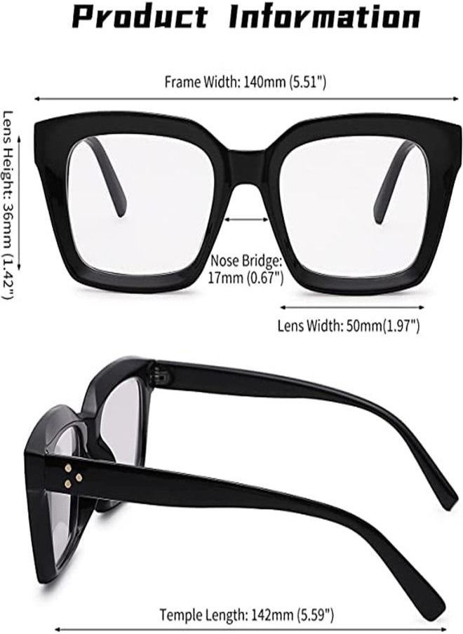 Generic - Classic Non-prescription Clear Lens Eyeglasses for Women Men, 2Pcs Fashion Vintage Square Thick Frame Fake Eyeglasses, Anti-Blue Light Full Frame Retro Fashion Simple Frame Glasses for Travel Holiday - Image 1