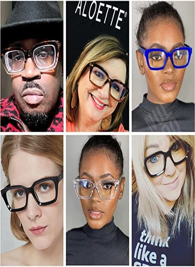 Generic - Classic Non-prescription Clear Lens Eyeglasses for Women Men, 2Pcs Fashion Vintage Square Thick Frame Fake Eyeglasses, Anti-Blue Light Full Frame Retro Fashion Simple Frame Glasses for Travel Holiday - Image 1