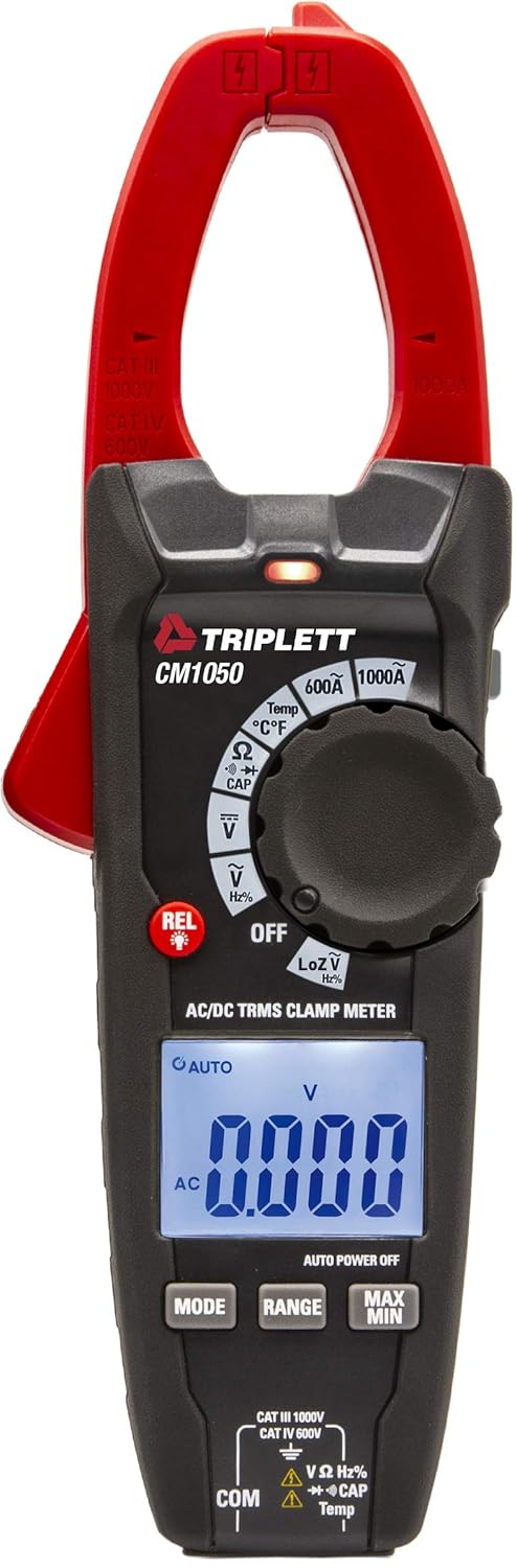 Triplett Triplett CM1050 True RMS 6000 Count 1000A ACDC Clamp Meter with Inrush LPF and LOZ  - Image 1