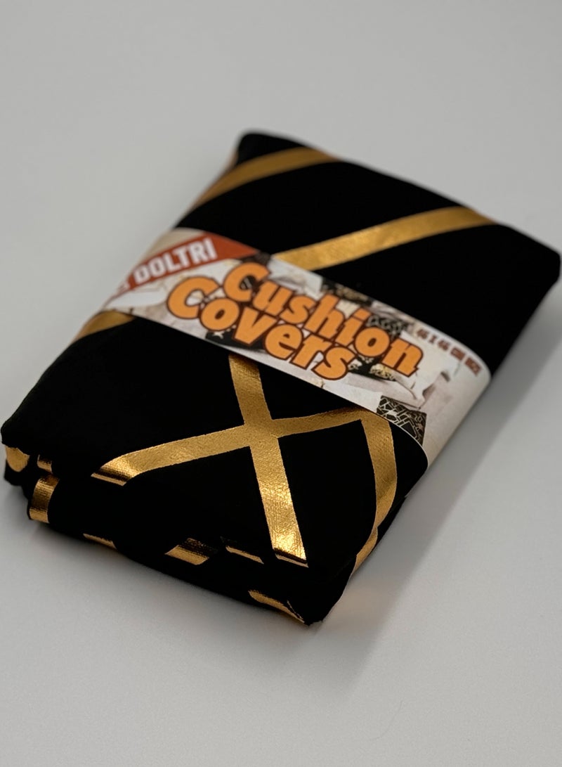 دولتري أغطية وسائد مقاس 18 × 18 بوصة لديكور المنزل بختم ساخن غطاء وسادة للأريكة (مصفوفة ذهبية سوداء) - Image 3