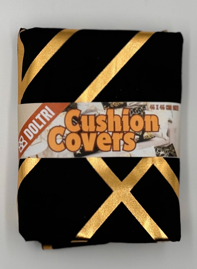 دولتري أغطية وسائد مقاس 18 × 18 بوصة لديكور المنزل بختم ساخن غطاء وسادة للأريكة (مصفوفة ذهبية سوداء) - Image 2