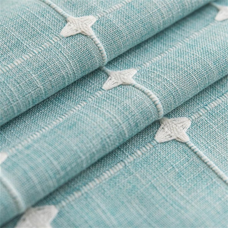 Utobanh Simple Bedside Table Tassel Cover Cloth, Tablecloth Cover Towel, Suitable for Bedside Table TV Microwave Washing Machine Refrigerator Dust Cover (Blue Bars, 15.7 * 35.4 inches) - Image 3