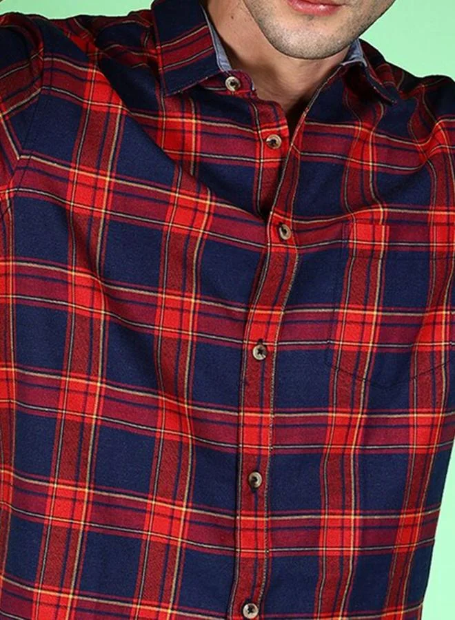 Take Two Men Checked Spread Collar Shirt By HardSoda