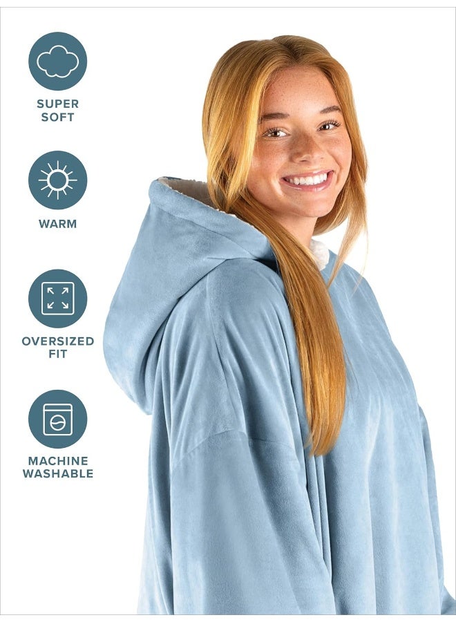 Bare Home Bare Home Sherpa Fleece Wearable Blanket - Oversized Wearable Blanket - Adult Size - Warm & Cozy - Soft Plush Blanket - Comfortable Blanket Sweatshirt with Two Zipper Pockets - Image 4
