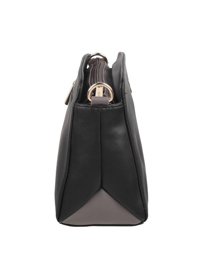 Metro Black Faux Leather Premium Zipper Casual Sling Bag For Women - Image 4