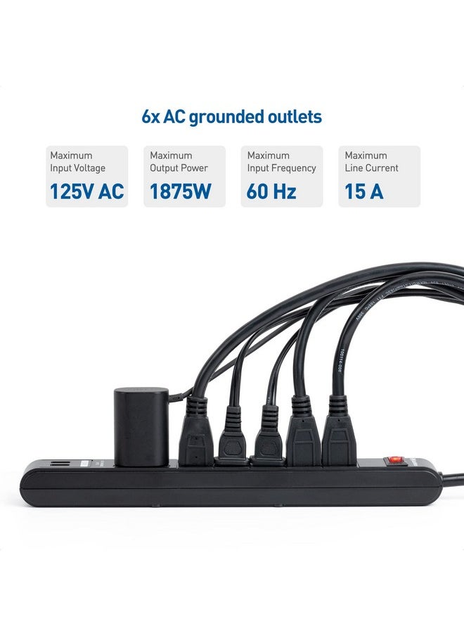 Cable Matters 2Pack 6Outlet Surge Protector Power Strip With Usb Ports 8 Ft Etl Listed Long Extension Cord Surge Protector With Usb Ports In Black  - Image 4