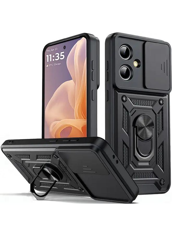 Shockproof Heavy Duty Hard Case With Metal Stand For MOTO G85 5G In Black - Image 1