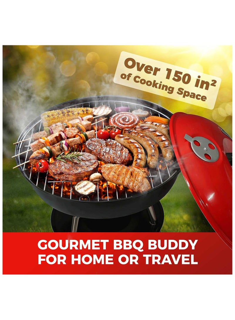 Bisbell Outdoor Charcoal BBQ Grill with Three Legs & Protective Cover | Portable Barbecue Grill | Model BB2774 - Image 3