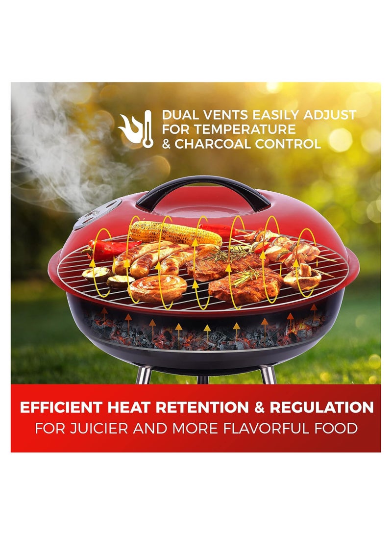 Bisbell Outdoor Charcoal BBQ Grill with Three Legs & Protective Cover | Portable Barbecue Grill | Model BB2774 - Image 4