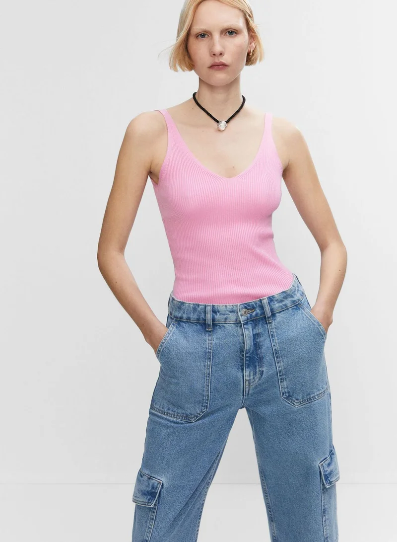 MANGO Ribbed Knitted Top